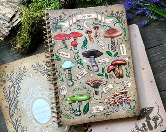 Poisonous mushrooms nature illustration -Spiral Book- with 100 Sheets- perfect for your notes and spells <3