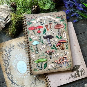 Poisonous mushrooms nature illustration -Spiral Book- with 100 Sheets- perfect for your notes and spells <3