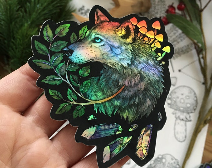 Big 10 Cm Holo Vinyl Sticker wolf Holographic - Etsy