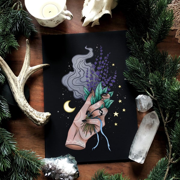 The Witch hand- hand signed Art Print on textured high quality paper -Witch Art