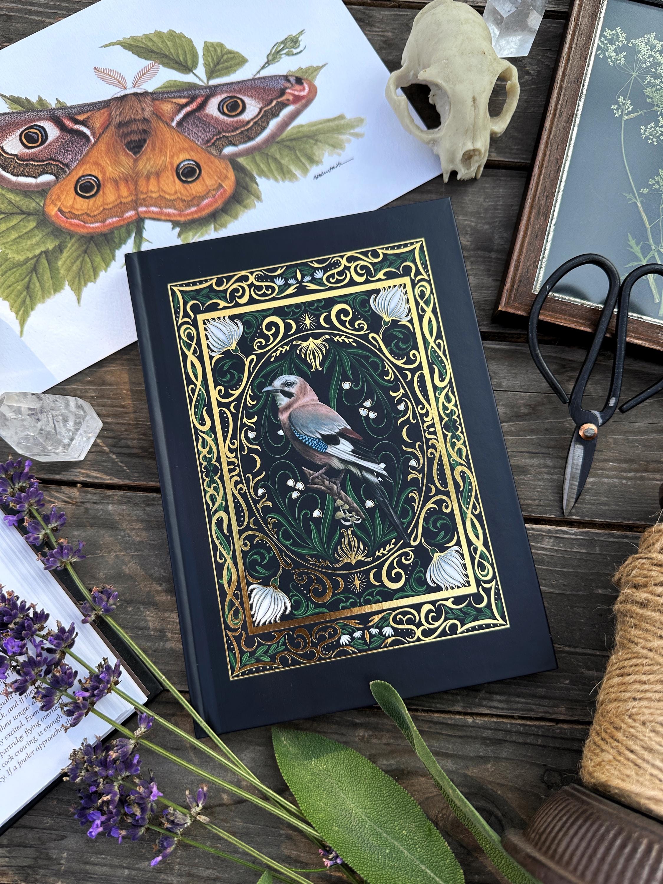Magical goild foil high quality jay bird A5 Journal hardcover Book with 160 Pages! Perfect for journaling and writing!
