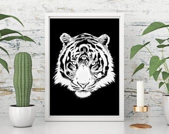 Tiger black- signed Art Print