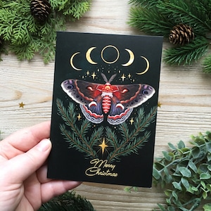 Moth Christmas Card -Nature inspired- painted by Pixie Cold