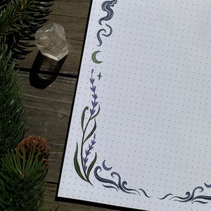 Note pad A5 50 Sheets Lavendel and clouds witch paper Pixie Cold Design image 8