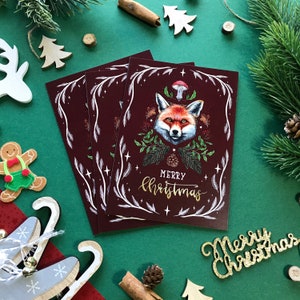 Winter fox Christmas Card -Magical winter animals edition- painted by Pixie Cold