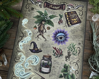 Signed and numbered limited edition print -Herbology- size A3 (old map version) - perfect for your wizard life