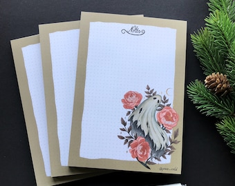 Note pad A5 -50 Sheets- Ghost and peonies --> Pixie Cold Design