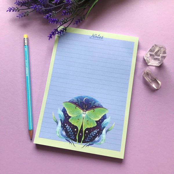 Note pad A5 -50 Sheets- Green Moth --> Pixie Cold Design