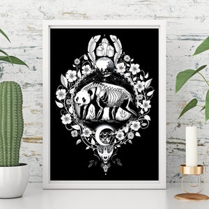 Panda black- signed Art Print