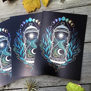 Metallic shimmering postcard -Hourglass- Designed by Pixie Cold
