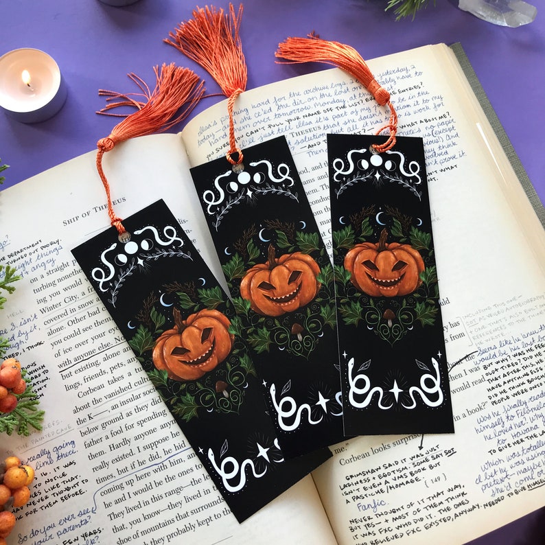 Magical witchy halloween bookmark Pumpkin perfect gift present image 1