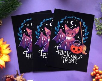 Halloween cute bat postcard - Designed by Pixie Cold
