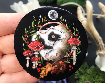 Big Magnet -7 cm- Rats and mushrooms - Witch magnet