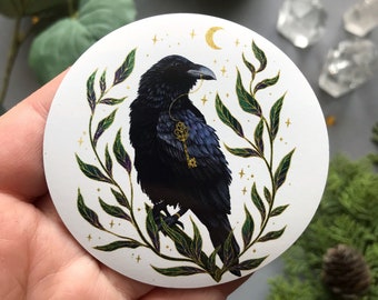 Big Magnet -7 cm- Black raven - Witch magnet