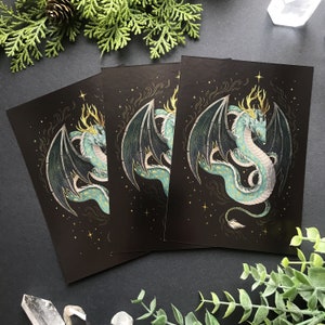 Metallic shimmering postcard -Dragon god- Designed by Pixie Cold