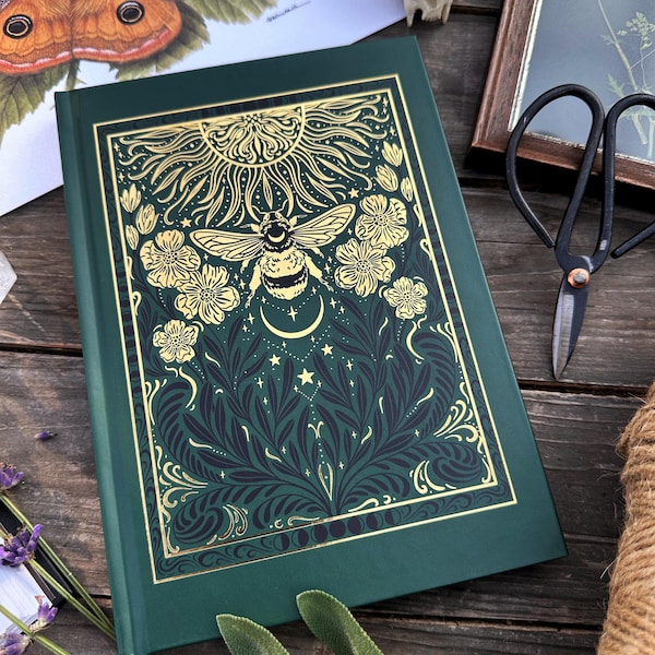 Magical gold foil high quality bee goddess A5 Journal hardcover Book with 160 Pages! Perfect for journaling and writing!