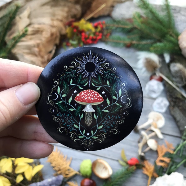 Große Magnet Durchmesser -7 cm -toadstool- Hexen Magnet