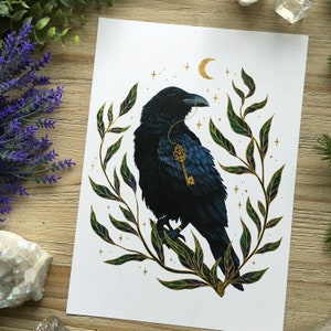 Raven- hand signed Art Print on textured high quality paper -Witch Art