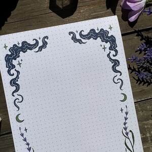 Note pad A5 50 Sheets Lavendel and clouds witch paper Pixie Cold Design image 6