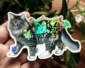 Big 10 cm Holo vinyl sticker -Secret garden wild cat-