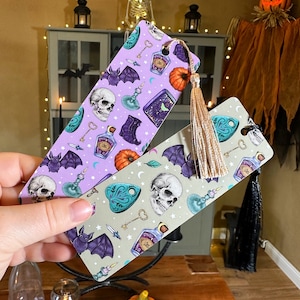 Magical witchy halloween bookmark set of two different colored bookmarks -perfect gift present