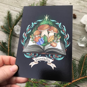 Metallic shimmering postcard -Witch Book- Designed by Pixie Cold