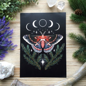 Royal moth- hand signed Art Print on textured high quality paper -Witch Art