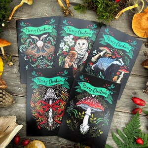 Set of 5 different designed Christmas Cards -Magical winter animals- made by Pixie Cold