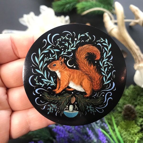 Große Magnet Durchmesser -7 cm- squirrel- Hexen Magnet