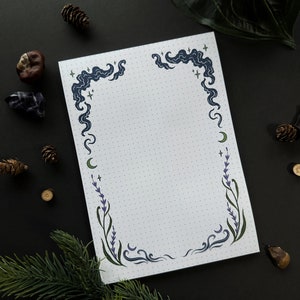 Note pad A5 50 Sheets Lavendel and clouds witch paper Pixie Cold Design image 5