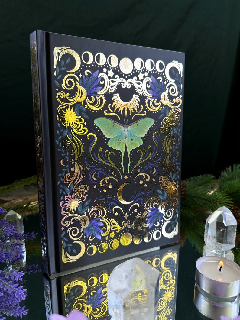 Magical goild foil high quality luna moth A5 Journal hardcover Book with 160 Pages Perfect for journaling and writing Bild 2