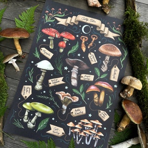 Limitierter und signierter Kunstdruck -Giftpilze- schwarze Version- Größe A3- perfekt für deine witchy Wand