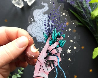 Beautiful transparent vinyl sticker- Witch hand- waterproof sticker