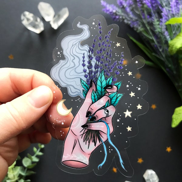 Beautiful transparent vinyl sticker- Witch hand- waterproof sticker