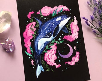 Orca- hand signed Art Print on textured high quality paper -Witch Art