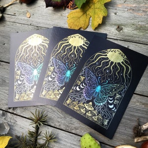 Metallic shimmering postcard -Gold Butterfly- Designed by Pixie Cold