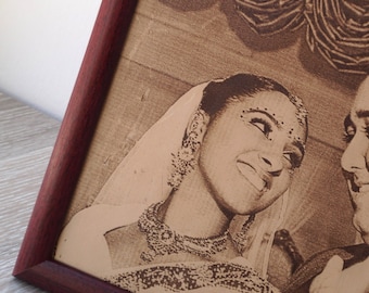 3er regalo de aniversario de bodas, imagen de cuero real, fotografía grabada en cuero genuino, fotografía de cuero, idea de regalo de aniversario