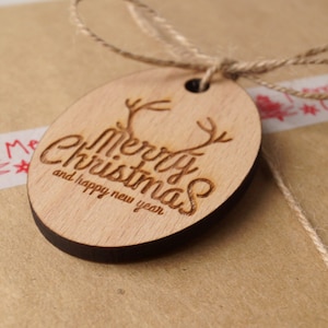 Merry Christmas gift tags, Christmas tags, Wooden gift tags, reindeer antlers tags, Christmas gift wrapping, Snowflake gift tags, Set of 12