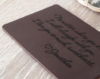 Leather wallet insert card, custom wallet insert card, personalized wallet card, 3rd leather anniversary gift, mens gift