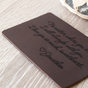 Carta di inserto del portafoglio in pelle, carta di inserimento del portafoglio personalizzata, carta del portafoglio personalizzata, regalo del 3 ° anniversario in pelle, regalo dell'uomo