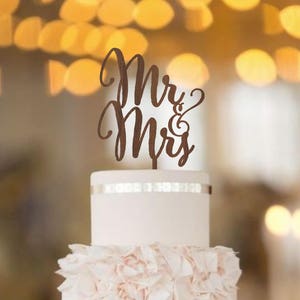 Mr & Mrs wedding cake topper, rustic cake topper, mr and mrs topper, wooden cake topper, gold, silver and 6 wood options to choose from