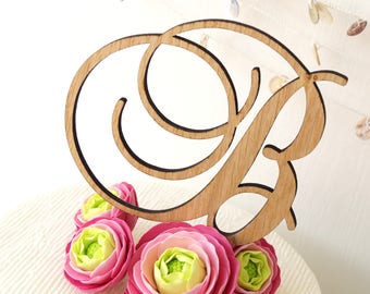 Monogram cake topper, wedding cake topper, rustic cake topper, wooden cake topper, single letter monogram, letter cake topper, large letter