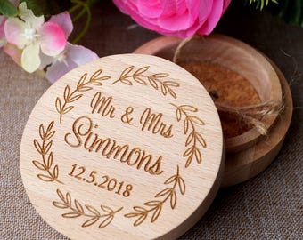 Wedding ring box, wooden ring box, personalized ring box, ring bearer box, wedding rings holder, rustic ring box, custom engraved ring box