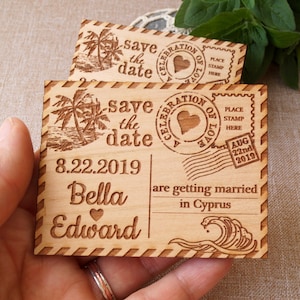 Réservez les aimants de date - mariage sur la plage sur l'île - réservez des dates - aimants de conception de palmiers - réservez des dates de mariage - faire-part de mariage sur la plage - 10 pièces