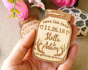 Save the date, wedding announcement magnets, save the dates, wedding save the date, wooden save the date magnets, mason jar magnets, 25 pc