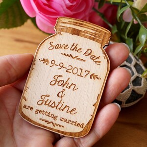 Save the date, save the date magnet, wedding save the dates, mason jar save the date, rustic wooden save the date magnets, wedding magnets