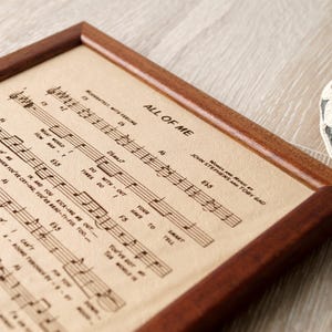 Leather engraved music sheet, personalized framed music notes, 3rd wedding anniversary gift, leather picture, custom engraving image 1