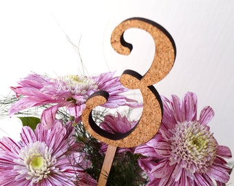 Table numbers, wedding table numbers, wooden table numbers, cork table numbers, rustic table numbers, vineyard, farm, barn wedding decor