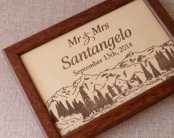 Presente para 3º aniversário de casamento, presente de aniversário em couro, gravação em couro, placa de couro personalizada, ideia de presente de casamento, aniversário em couro