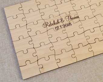 Wedding Guest Book Puzzle, Guest Book Alternative, Personalized Puzzle, Sign in Puzzle, Wooden Puzzle for Wedding